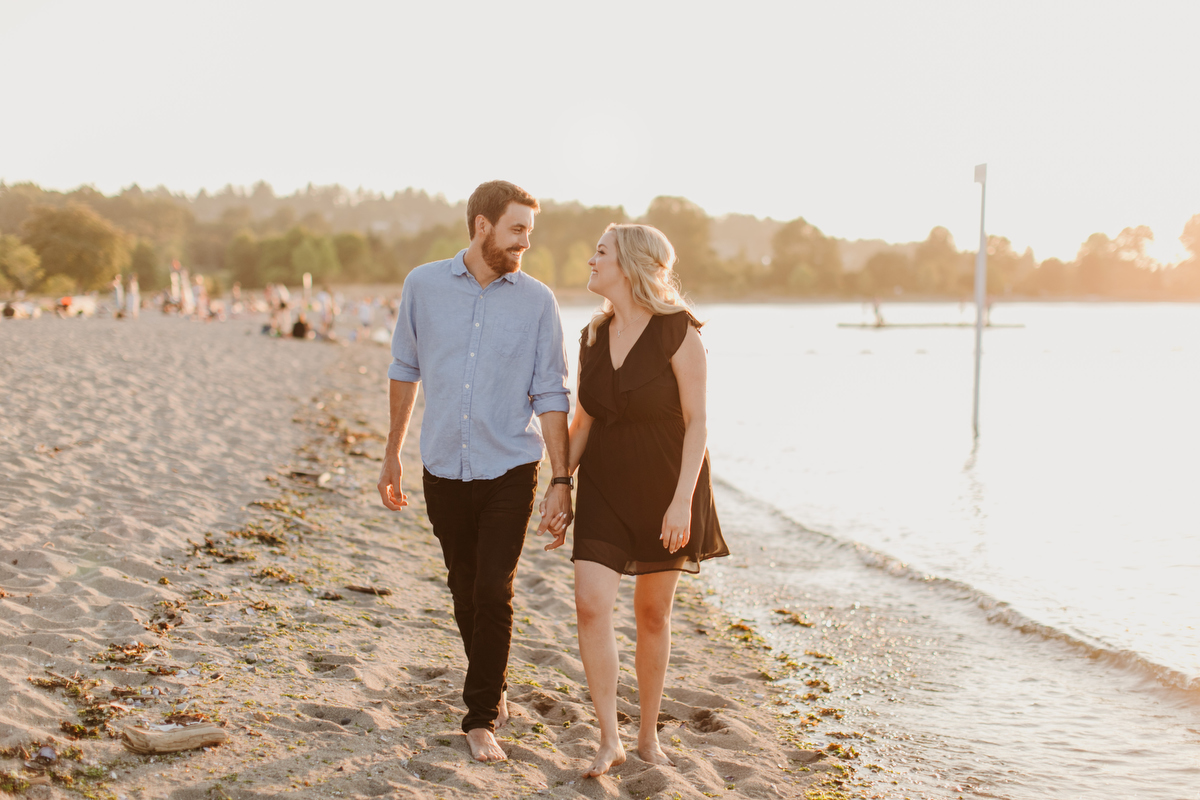 jericho beach engagement photos at sunset in vancouver