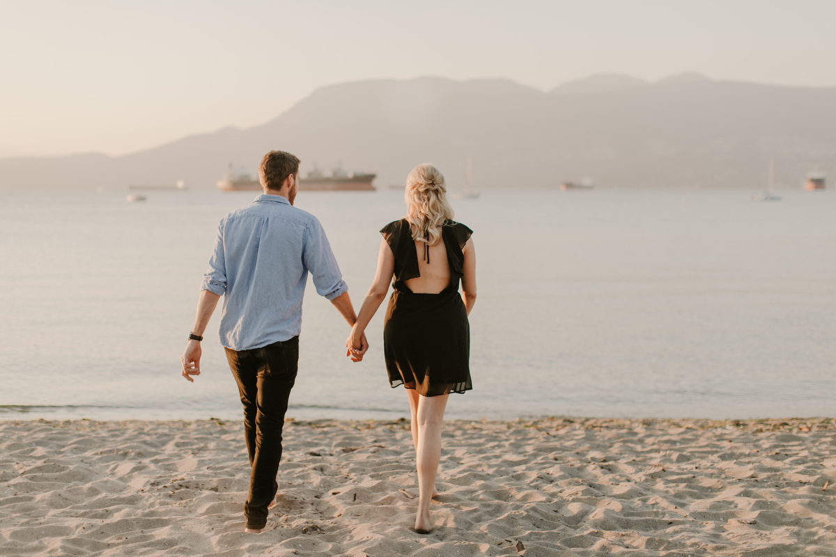 jericho beach engagement photos at sunset in vancouver