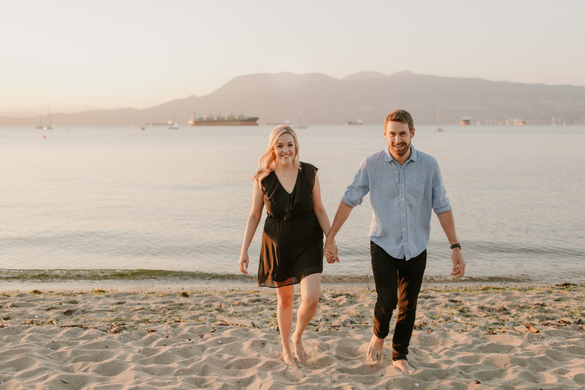jericho beach engagement photos at sunset in vancouver