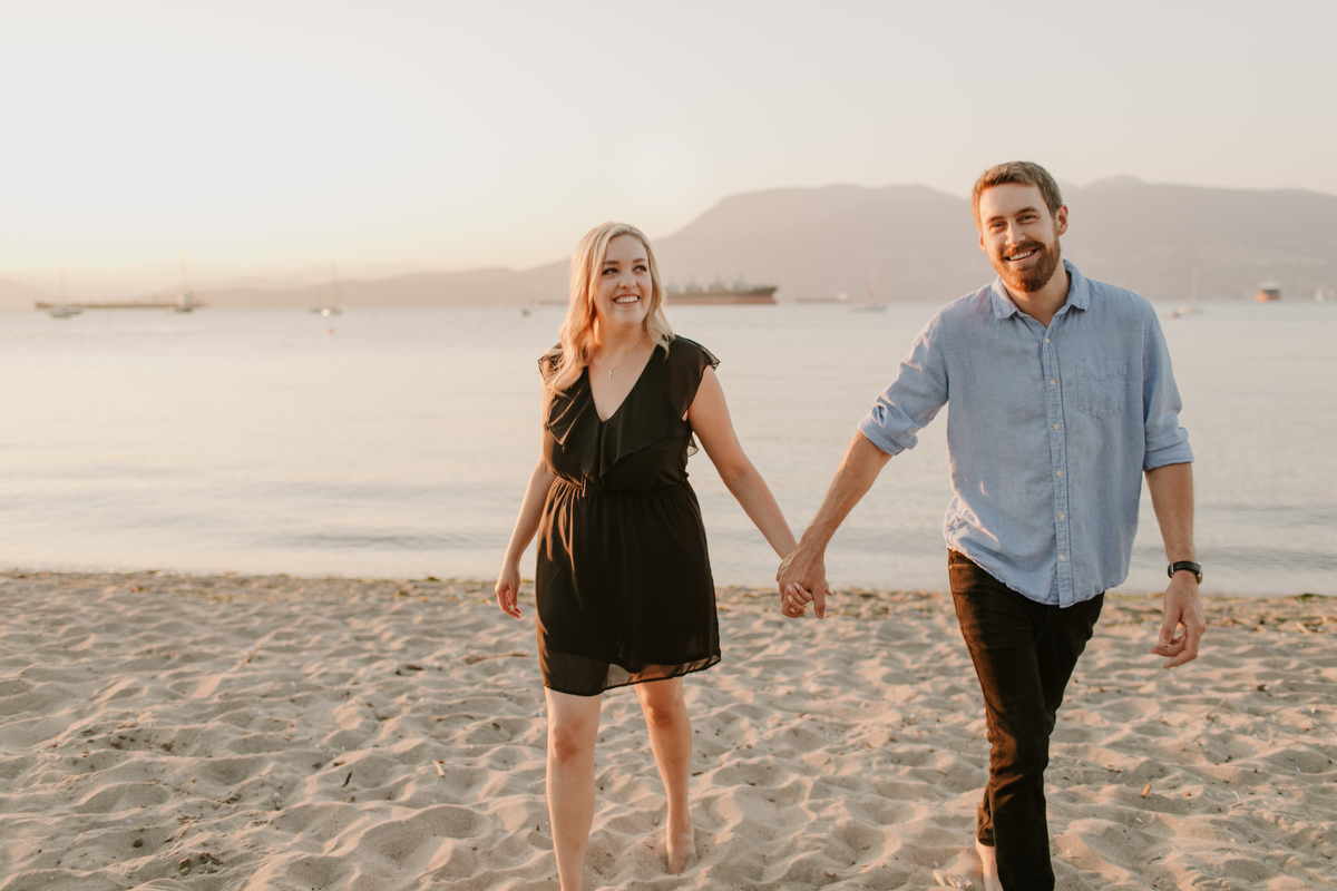 jericho beach engagement photos at sunset in vancouver