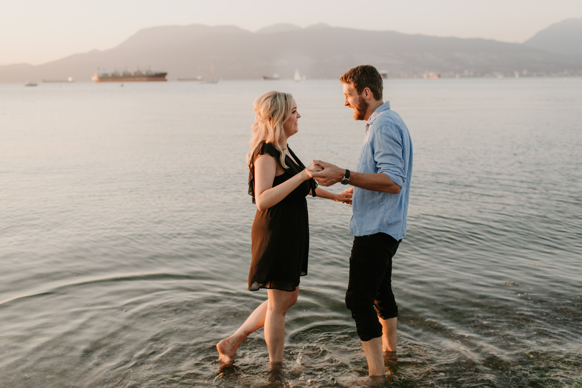 jericho beach engagement photos at sunset in vancouver