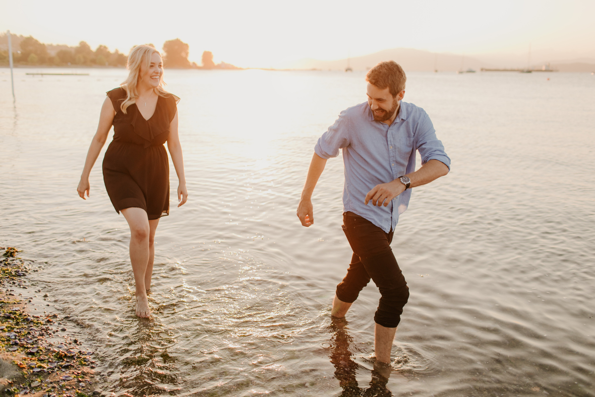 jericho beach engagement photos at sunset in vancouver