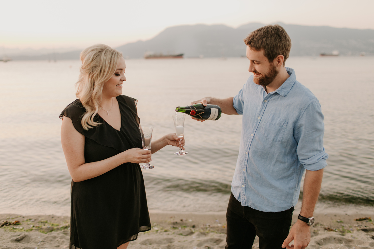 jericho beach engagement photos at sunset in vancouver
