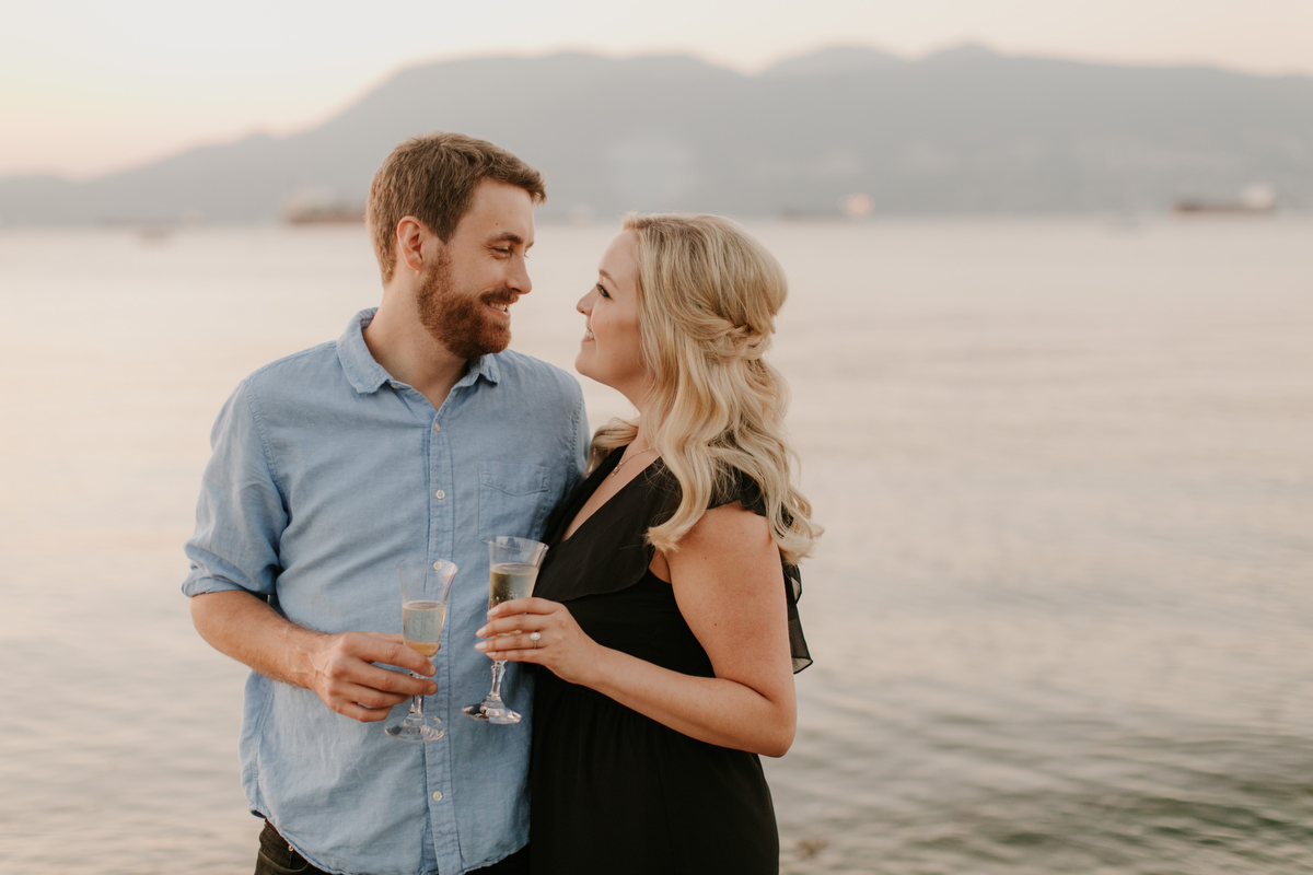 jericho beach engagement photos at sunset in vancouver