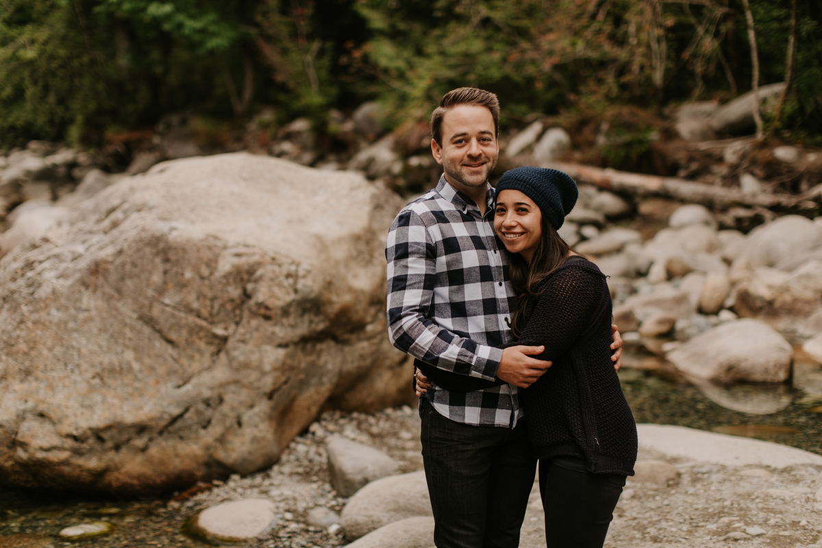 engagement photos at lynn canyon suspense bridge