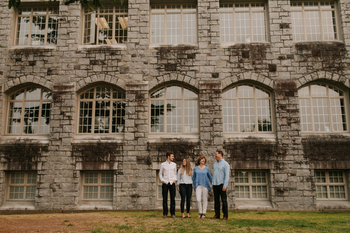 family photos at iona building