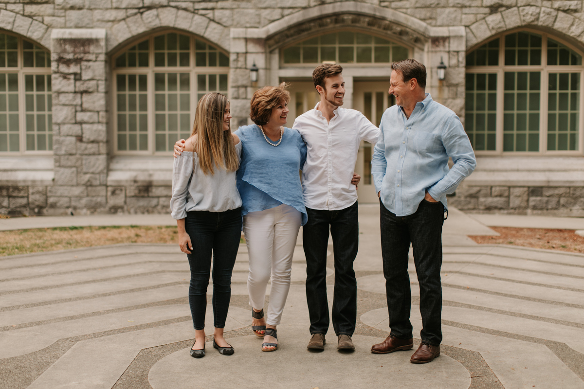 family photos at iona building