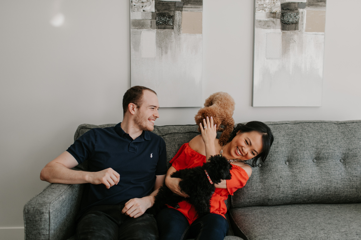 vancouver engagement session at home with dogs
