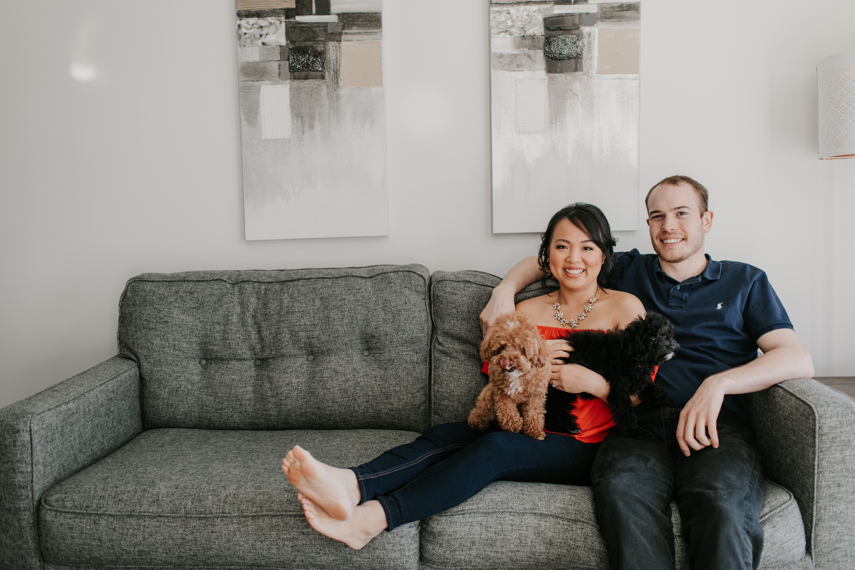 vancouver engagement session at home with dogs